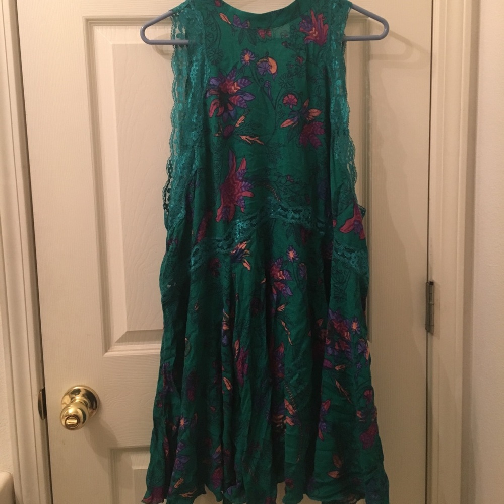 Free People Green Floral Print Dress NWOT